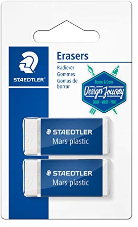 STAEDTLER 52653BK2-C Radierer Mars plastic mini (Premium-Qualität Made in Germany, phtalat- und latexfrei, Blisterkarte mit 2 Radiergummis)