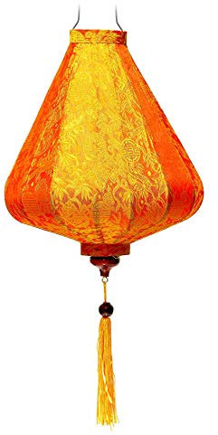 Asiatische Lampion aus Seide, orange, A, Durchmesser 35 cm, Vietnam-Handwerkskunst (Art.-Nr. A25-O)