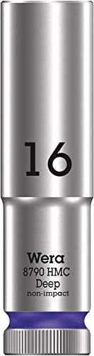 Wera 05004556001 8790 HMC Deep Steckschlüsseleinsatz 1/2, Violett, 16.0 mm