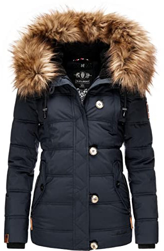 Navahoo Damen warme Winter Steppjacke mit abnehmbarem Kunstfell Zoja Navy Gr. S