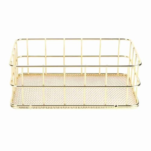 Metall Aufbewahrungskorb Grid Drahtkorb, Goldener Eisen-Aufbewahrungskorb Multifunktionaler Drahtgitter-Desktop-Speicherorganisator für zu Hause(Small) 17 x 12 x 6cm