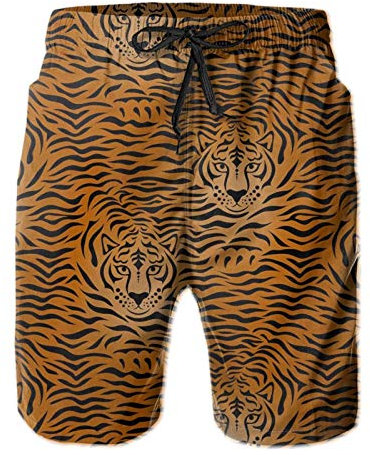 SARA NELL Herren Badehose Tiger Animal Print Fierce Animal Surfen Beach Board Shorts Bademode - Weiß - X-Large