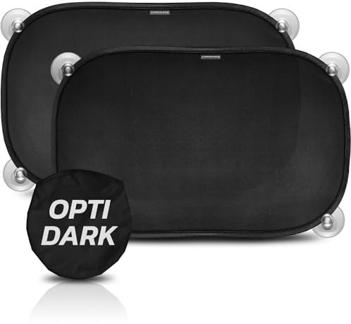 Car Window Shades for Baby - Protect from UV Rays - Optimal Darkness with Suction Cups in Size 48 x 30 cm - Black Design - Pack of 2