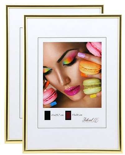 IDEAL TREND New Lifestyle Set Bilderrahmen Wanddeko Collage Poster Rahmen 2er 3er 5er Pack: Farbe: 2er Pack Gold | Format: 30x40