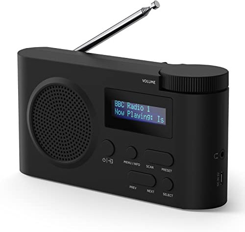 i-box DAB Radio Portable, DAB Plus, FM Small Radio, Digital Radio Mains Powered or Battery, Dynamic Range Control (DRC), USB Port, Sleep Timer