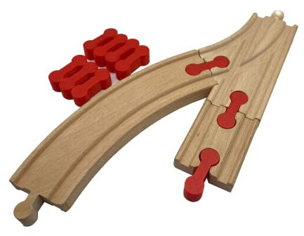 Holzschienen Adapter Verbinder passend/kompatibel für Thomas - Brio - IKEA Holzschienen (10 Stück) - Rot