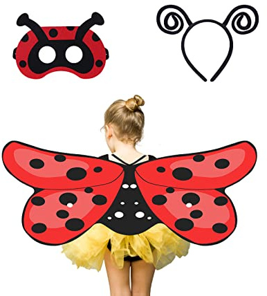 Aomig Schmetterlingsflügel Kinder, Schmetterling Umhang Flügel Kostüm Set | Filzmaske Stirnband, Pixie Poncho Cape Kostüm für Mädchen Cosplay Halloween Verkleiden Prinzessin Party