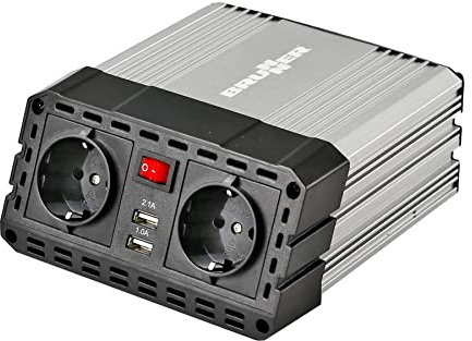 Brunner 0826061N Zing 600 W, Wechselrichter für Wohnmobile, Vans, Boote, Ausgangsspannung AC 230 V ± 10%, Ausgangsfrequenz 50 Hz ± 3 Hz, USB 5 V-3,1 A, Sinuswellen-Wechselrichter, 10 V-15 V DC