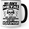 Heavy Metal Tasse Rocker Kaffeetasse Metal Fan Geschenkidee Kaffee-Becher Metalic Geschenk Spruch lustig Humor Teetasse Witz Heavy Metal ist Gottes Entschuldigung für die Volksmusik (Weiß/Schwarz)
