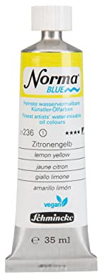 Schmincke - NORMA® Blue, 21236009, peinture à l'huile à l'eau ultra-fine pour artistes, très pigmentée, résistante à la lumière, végétalienne, jaune citron, 35 ml