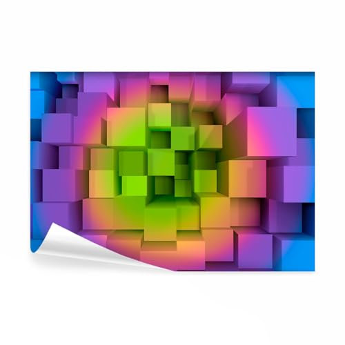 decomonkey Premium Fototapete 3d Effekt 100x70 cm XL Tapete Fototapeten Vlies Tapeten Vliestapete Wandtapete moderne Wandbild Wand Schlafzimmer Wohnzimmer Modern Geometrisch bunt