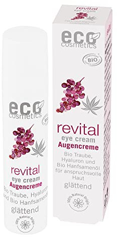 ECO revital Augencreme 15 ml mit Bio Traubenkernextrakt, Hyaluron und Bio Hanfsamenöl - Cosmos Organic