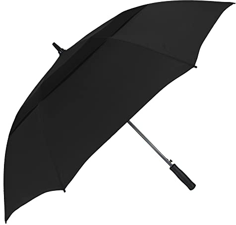The Vented Club Baldachin, 147,3 cm, groß, automatisches Öffnen, Doppeldach, winddicht, robust, Fiberglas, Übergröße, Golfschirm, winddicht, für Damen und Herren, Schwarz, Einheitsgröße, 147,3 cm (58