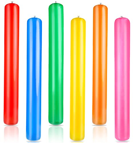 KIMOBER Aufblasbare Pool-Sticks, bunt, 104 cm, riesig, aufblasbar, für Schwimmbad, Strand, See, Party-Dekoration, 6 Stück