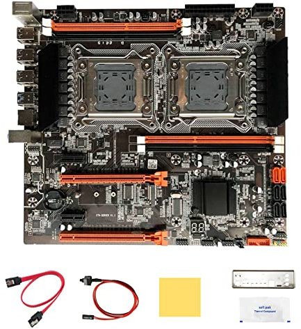 IGUATU X79 Dual CPU Scheda Madre+ SATA+ Interruttore+Deflettore+Grasso Termico+Pad Termico M.2 NVME LGA2011 (Nero, 1 Set)