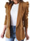 Damen Casual Open Front Button Langarm Blazer Puffärmel Arbeitsanzüge Jacken mit Taschen (,Beige)