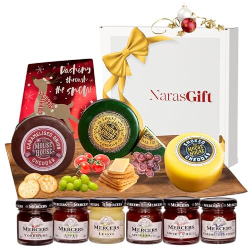Cheese and Chutney Gift Sets - 3x Cheese Selection Gift Set with 6x Chutney and Greeting Card - Cheese Hampers for Men Gift, Cheese Gifts for Women, Food Hampers, Christmas Hamper