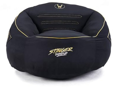 Woxter Stinger Puff Gaming - Ergonómico, Sillón para Juegos, Relleno Incluido, Tela Antimanchas y Transpirable, (Black & Golden)