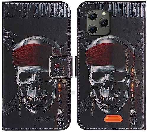 TienJueShi Totenkopf Flip Book Stand Brieftasche Leder Tasche Schütz Hülle Handy TPU Silikon Case Für blackview Bv5300 Plus 6.1 inch Abdeckung Wallet Cover Etüi