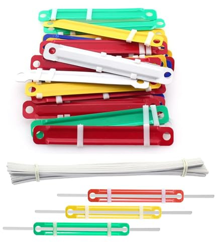 Bamyli 50PCS Paper Fasteners, 80mm Metal 2-Hole File Fastener, Filing Clip, File Strip Binders for Office School Folder Multicolor