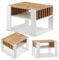 defiPad Wohnzimmertisch für Couch | Klein Couchtisch Weiß Eiche mit Stauraum | Modern Tisch Wohnzimmer mit Lamellas| Coffee Table | Kleiner Tisch | 65CM Breite Kaffeetisch | Stabil Stubentisch