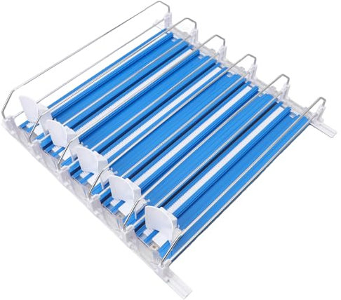 Organizador de Bebidas para Nevera, 5 Unidades, Dispensador Automático de Latas de Refresco con Empuje Automático, Ancho Ajustable, Organización de Nevera, Lata de Cerveza, Botella de Agua,(Azul)