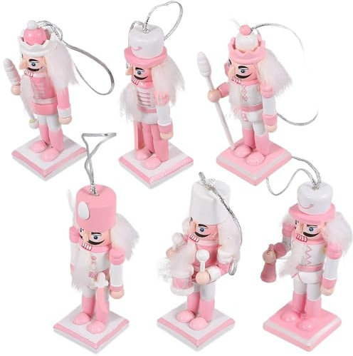 ABOOFAN 6pezzi Schiaccianoci Natalizio in Legno Decorazione Per Feste Artigianale e Funzionante Come Accessorio Per Casa Ufficio e Auto Regalo Per Ragazza e Amici