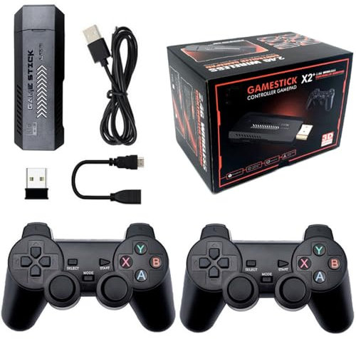 X2 Plus - Palo de juego retro, más de 40 emuladores, más de 30000 juegos integrados, salida HDMI 4K HD, consola de videojuegos para el hogar con 2 controladores inalámbricos (64 GB)