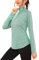 iClosam Maglia Sportiva Donna Manica Lunga Running Con Mezza Zip - Maglietta da Corsa Traspirante T-Shirt Palestra Leggera Verde Scuro-M