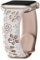 MoSuul Floral Gravés Bracelet Compatibles avec Apple Watch 42mm 41mm 40mm 38mm, Silicone Bracelets Femme Sport Bracelet pour Apple Watch Series 10/9/8/7/6/5/4/3/2/1/SE2/SE Starlight + Rose