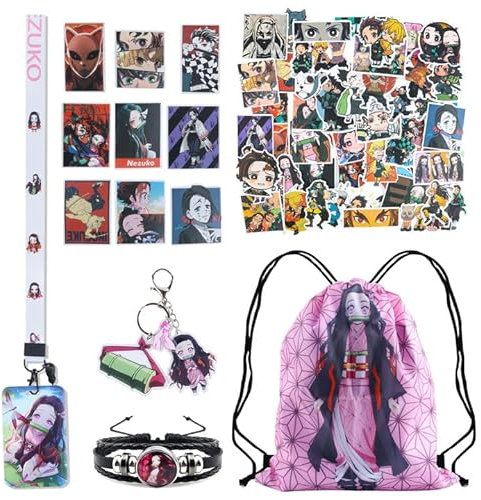YAXMME 54 Pcs Dam Slay Merch Geschenkset, Anime Sticker, Keychain, Kordelzugbeutel, Armband, Kartenhaltern, für Fans
