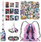 54 pcs Anime Gadget,Anime Adesivi,Set Regalo con Zaino con Coulisse,Anime Bracciale,Anime Porta Carte,Anime Portachiavi,Adatto per Anime Fans, Set Regalo Anime,Anime Merch