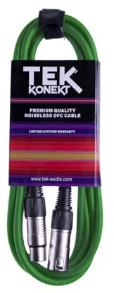 Premium XLR Cable for a Clear Audio Signal with Balanced Male to Female Microphone Lead, plus Cable Tie, for professional DJ, stage and studio (Green, 10m)