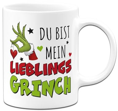 Tassenbrennerei Grinch Tasse - Du bist mein Lieblings-Grinch - Weihnachtstasse als Geschenk für Freund, Freundin - Kaffeetasse für Männer, Frauen (Weiß)