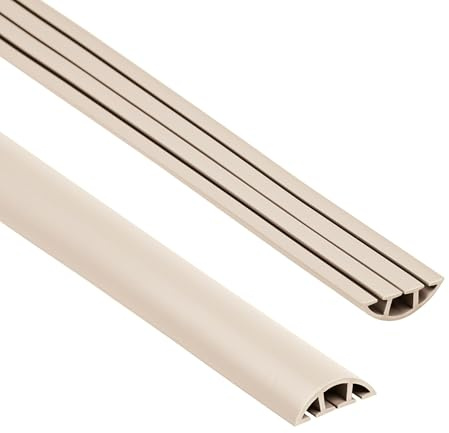 Quest Kabelkanal PVC halbrund 40 mm 3 Kanäle - Beige, 200 cm | Kabelbrücke mit 3 Kanälen versteckt Kabelsalat, Stolperschutz für Wohnung, Büro & Garage, robustes PVC, zuschneidbar