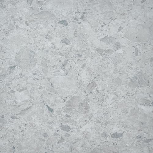 Self Adhesive Floor Tiles - 50 Pack / 50sqf (4.65 sqm) Vinyl Peel And Stick Floor Tile - 12x12 inch (30.5x30.5cm) - Stick On Flooring For Kitchen, Living Room and Bathroom - Arctic Grey Terrazzo