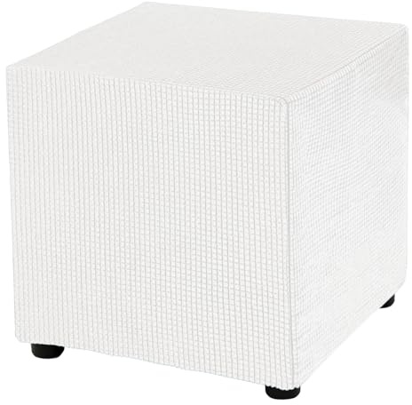 sourcing map Housse de pouf carré en polyester extensible lavable pour repose-pieds - Protection élastique pour repose-pieds - Pour salon, chambre à coucher - 45,7 x 45,7 x 45,7 cm - Beige