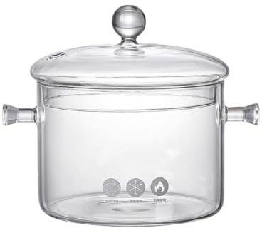 susiodeu Clear Simmer Pot for Stove Making Instant Noodles and Sauces Simmer Pot for Stove Potpourri Glass Glass Pans for Cooking, Double Beads 1500ml