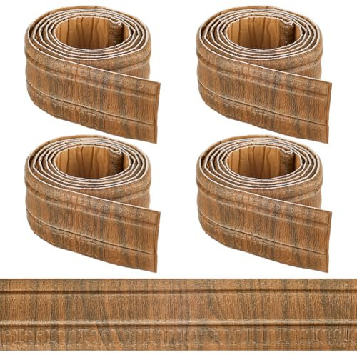 CRASPIRE 9.2mx8cm Peel and Stick Wallpaper Border Crown Molding Camel Brown Wood Grain Self Adhesive Flexible 3D Baseboard Trim Vintage Mirror Sticky Wall Edging Base Lines Foam for Hotel Home Decor