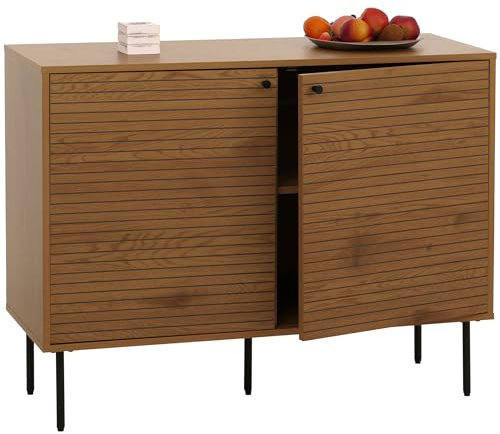Mendler Sideboard HWC-N78, Kommode Schrank Anrichte, skandinavischer Stil Metall Holz Melamin MVG 86x110x40cm - Natur