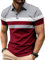 Comilaka Men's Polo Shirts Short Sleeve Casual Shirts Striped Contrast Color Patchwork Summer T Shirts Red
