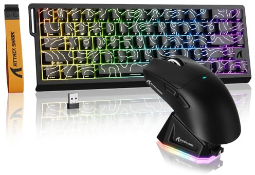 MAMBASNAKE × Attack Shark kabellose Tastatur und Maus mit magnetschaltern, 8-kHz-Rapid-Trigger-Tastatur, tri-Mode-Gaming-Maus (59g) für pc/mac(schwarz)