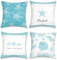 COZZSNUGE Sommer Küsten Kissenbezüge 45 x 45 cm, Seestern Muschelschale Koralle Samtig Dekorative Kissenhülle Zierkissenbezüge für Sofa Wohnzimmer Zuhause 4er Set