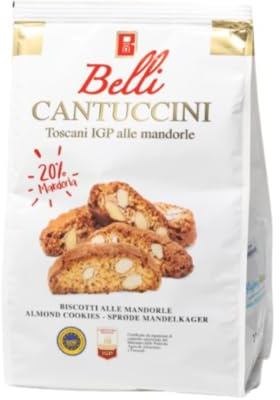Traditional Italian Cantuccini Biscuits with 20% Selected Almonds - Traditional Tuscan Recipe, Handcrafted PGI Crunchy Almond Cookies - Elegant 1kg Bag, Superb with Coffee or Vin Santo