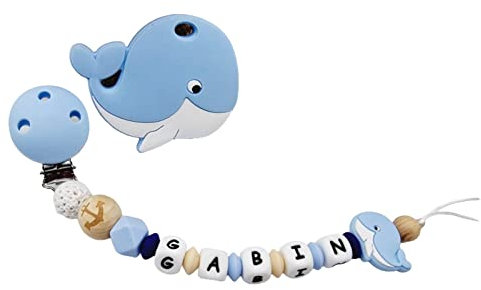 LANCK Attache tétine - Création personnalisée – Accessoire décoratif multi-usage – Cadeau artisanal unique - Baleine Silicone