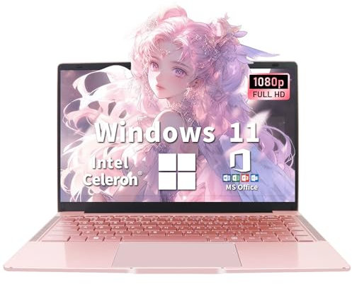LONGEVINCE Ordinateur Portable 14 Pouces, 8 Go de RAM, DDR4, Ultrabook, IPS 1920 x 1080, Celeron N4120,sous Windows11, avec Protection de Clavier AZERTY en français (Or Rose, 8GB+256G SSD)