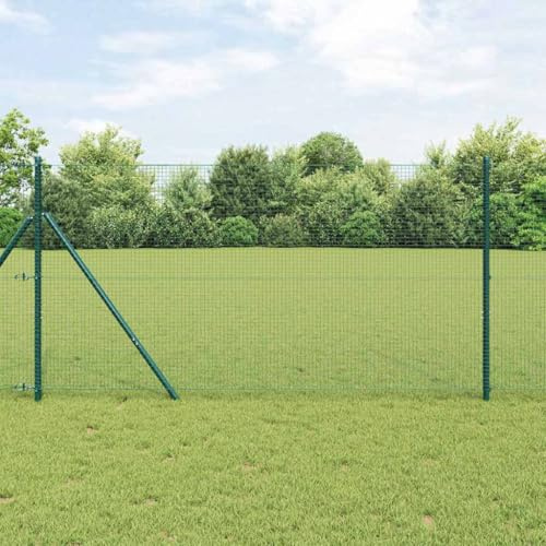 QJBSAVVA Steckzaun Grün 1000 x 320 x 100 cm Stahl UV- und Korrosionsschutz Modernes Design Robuste Gartenabgrenzung für Zuhause Hof und Campingplatz
