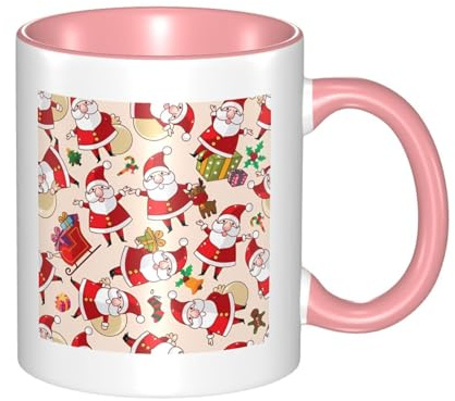 BLWSLC Tasse en céramique rose avec motif Père Noël, convient pour les cafés et les bureaux.