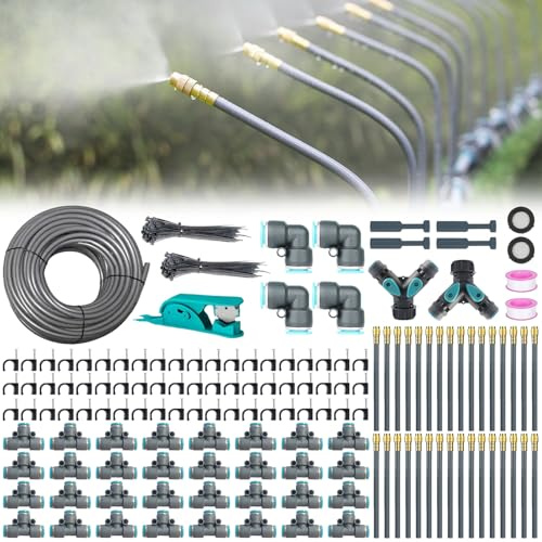 Kit per Sistema di Irrigazione a Goccia Regolabile a 360°,Sistema di Irrigazione per Giardino 60M,Sistema Irrigazione Automatico,per Paesaggio,Serra,Terrazza,Piante