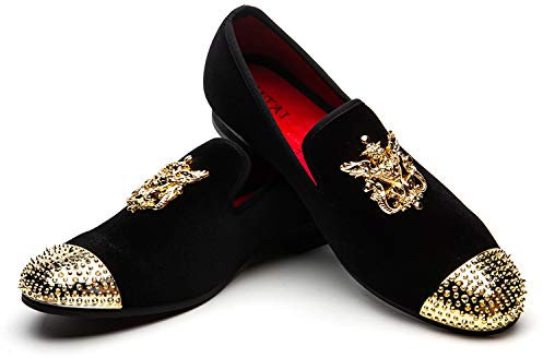 Mocassini da uomo in vera pelle, con dettagli in metallo e glitter, senza lacci, da infilare, Nero (Cruz V2 Fresh Foam), 42 EU